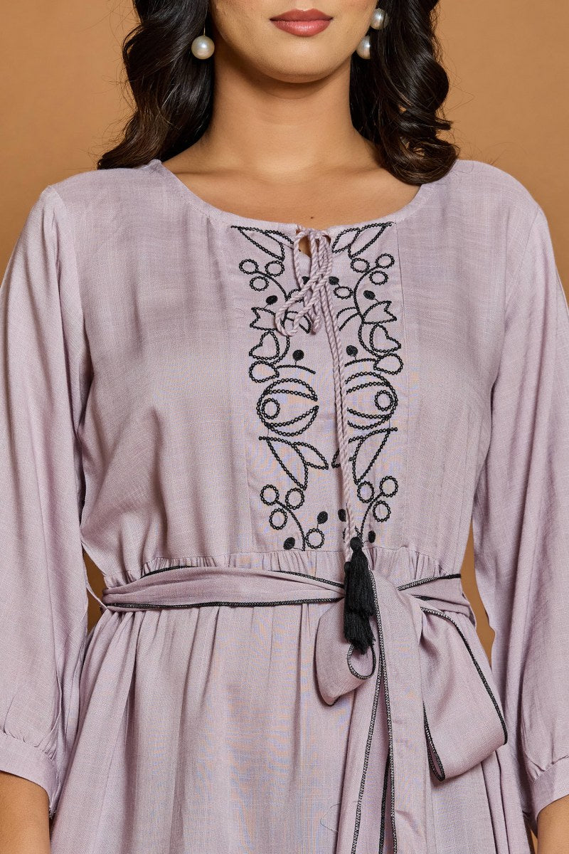 Heavy rayon embroidered dress