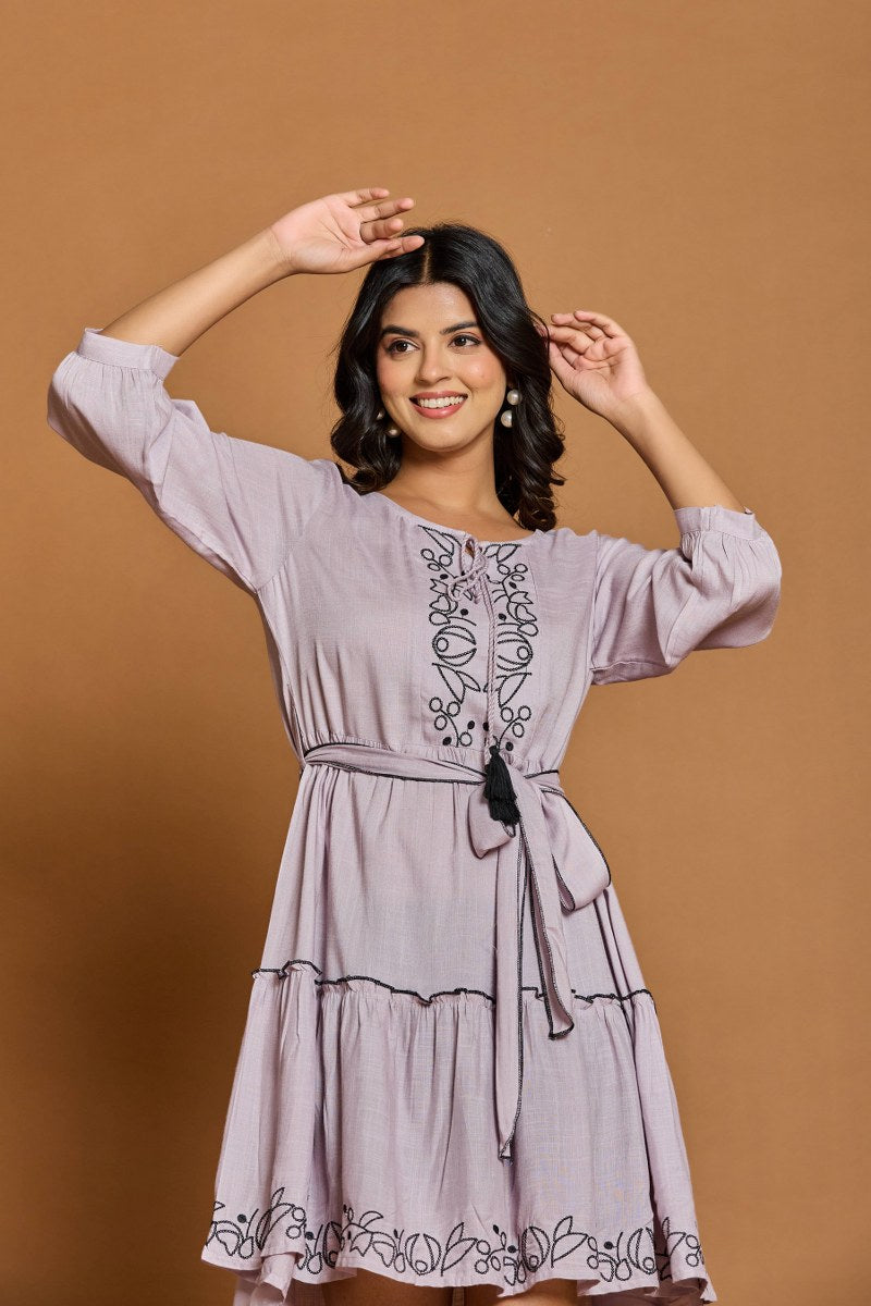 Heavy rayon embroidered dress