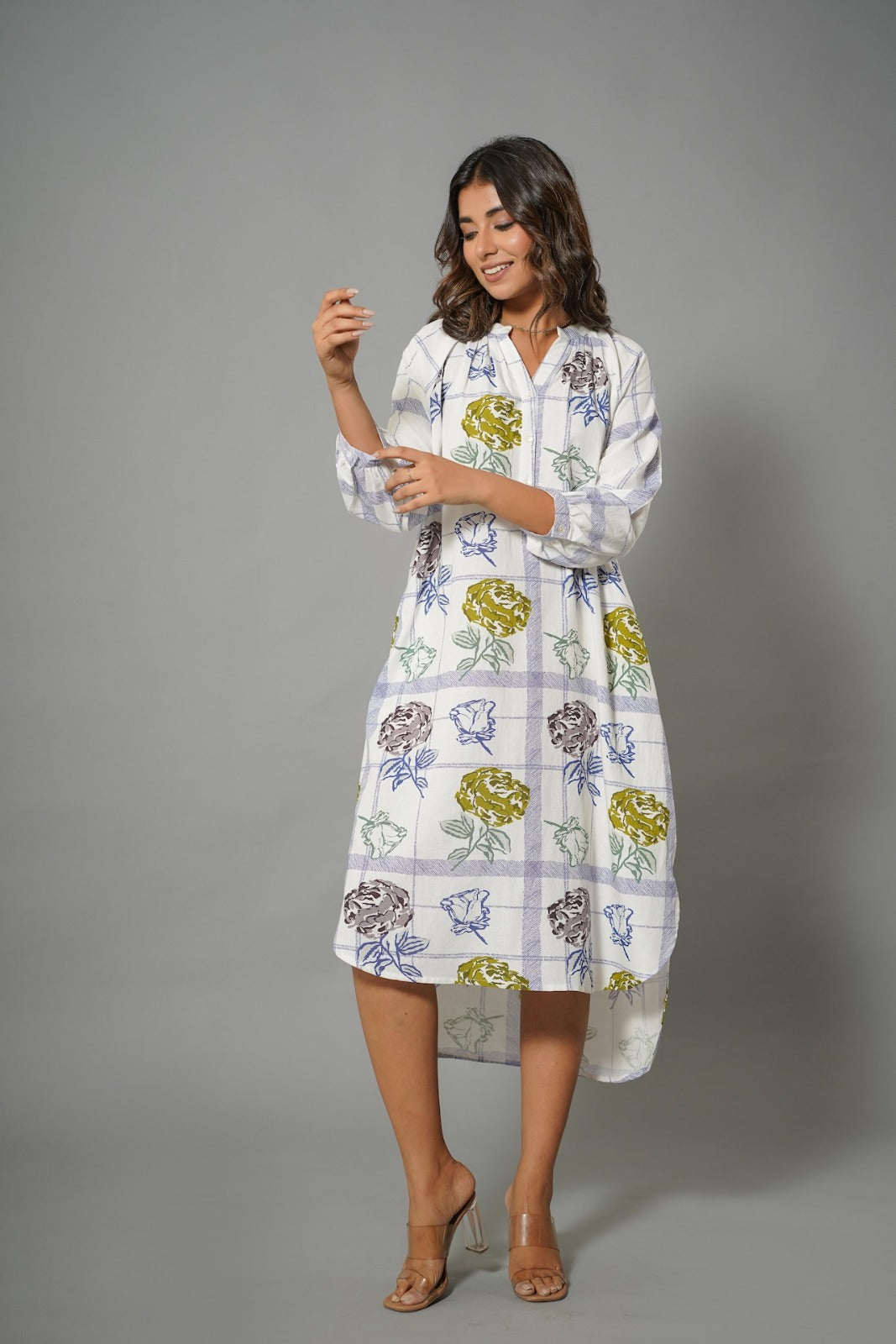 Beautiful cotton one piece high low shirt dress (loose fit)