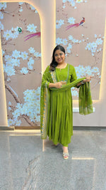 Greencolour beautiful full suit setin rayon