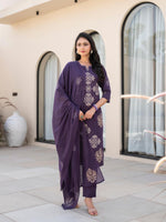 Beautiful cotton suit set in purple