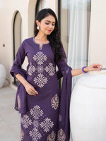 Beautiful cotton suit set in purple