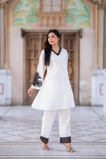 Pure cotton with lining lace detailing kurta pant