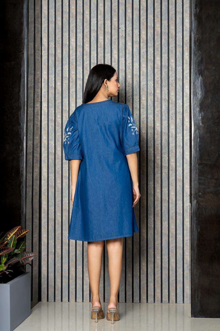 Beautiful embroidered denim dress