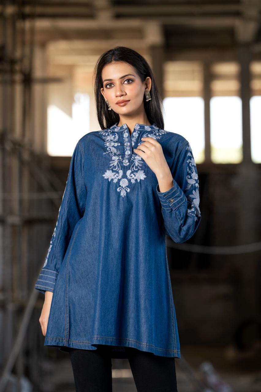 Beautiful embroidered denim dress
