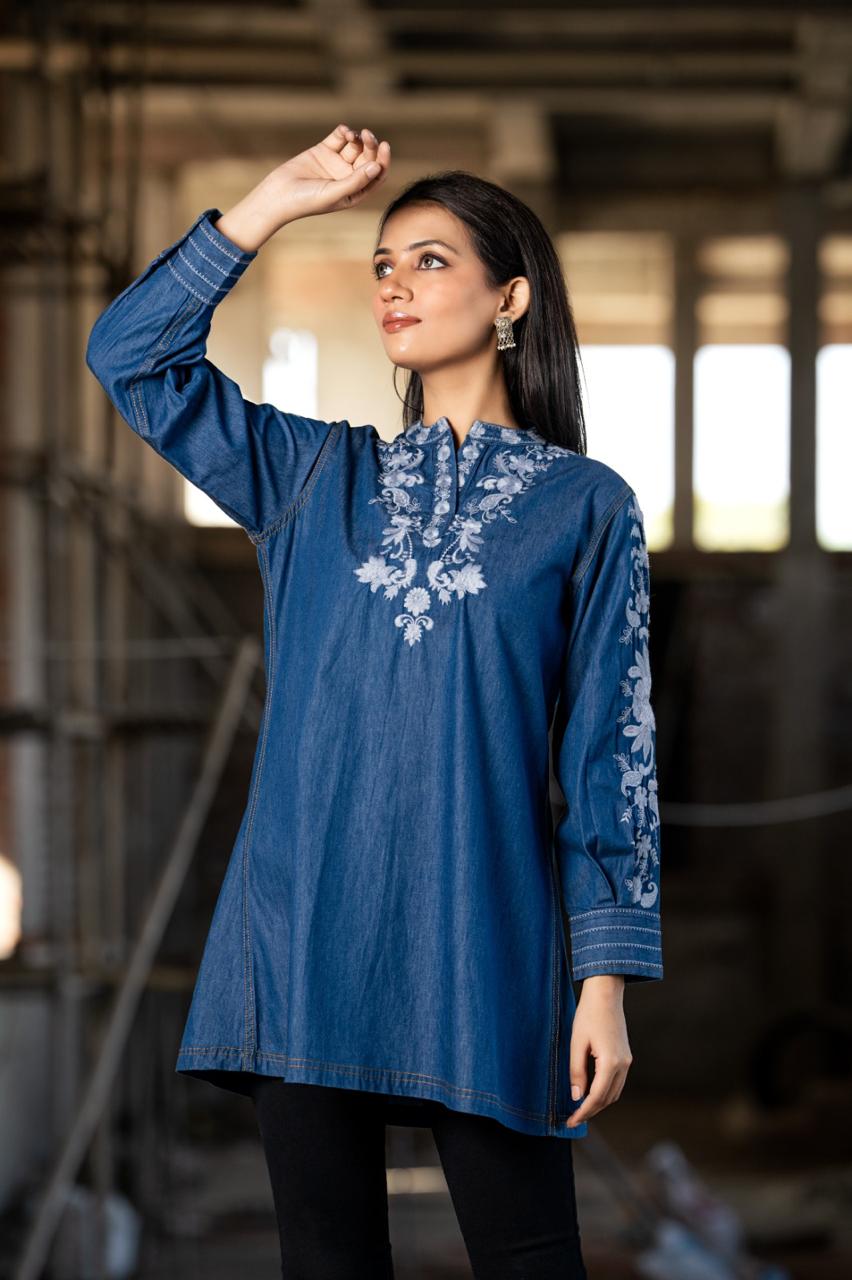 Beautiful embroidered denim dress