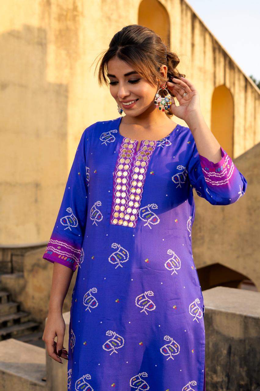 Pure mul silk with beautiful yoke in bandhani