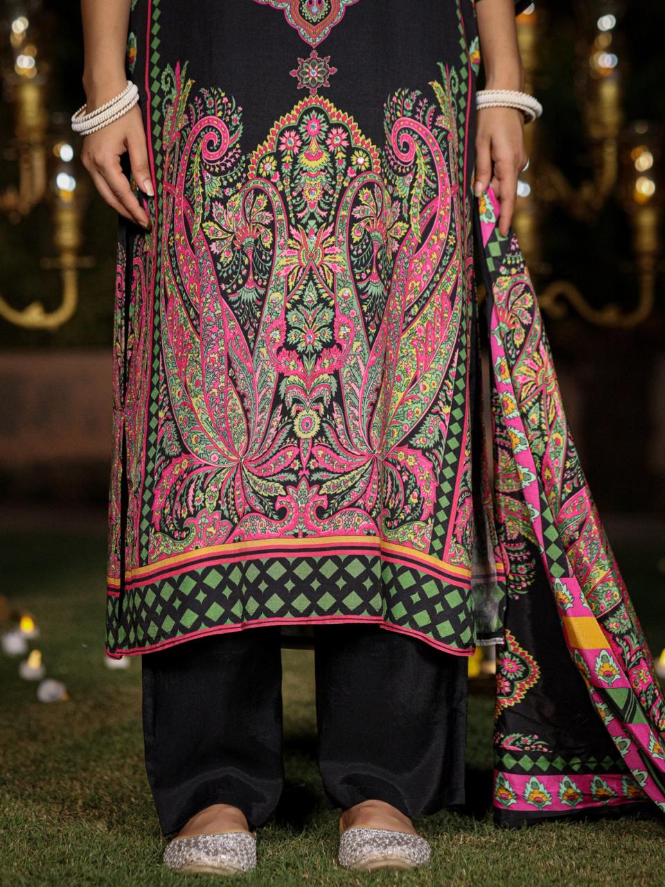 Wow designer Mul silk lining suit set