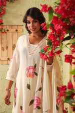 Beautiful ivory Mul Chanderi suit set