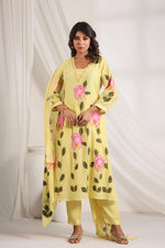 Beautiful yellow Mul Chanderi suit set