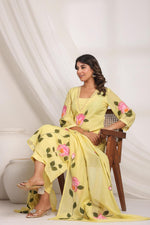 Beautiful yellow Mul Chanderi suit set
