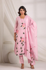 Beautiful pink Mul Chanderi suit set