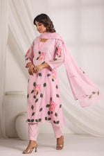 Beautiful pink Mul Chanderi suit set