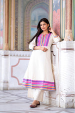 Celebrity inspired fully embroidered cotton kurta pant