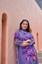 Restocked! Pure cotton digital printed in purple full suit set!