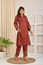 Pure cotton embroidered kurta pant