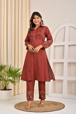 Pure cotton embroidered kurta pant