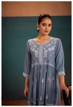 Chikankari lining cotton kurta pant in grey