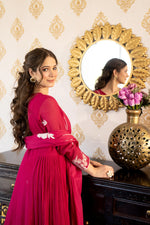 Pink mul cotton embroidered lining full suit set