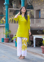 Pretty muslin top n palazzo in green