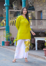 Pretty muslin top n palazzo in green