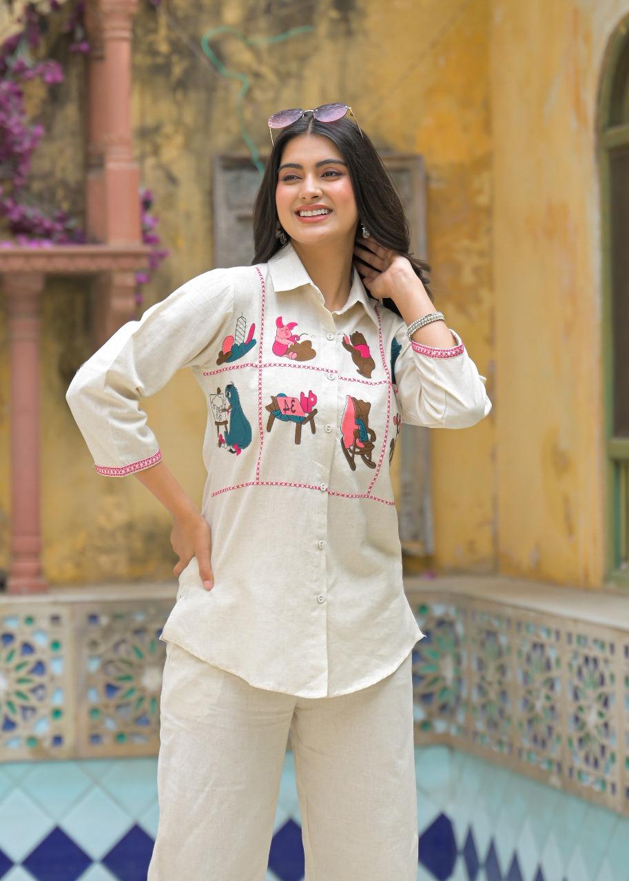 Quirky appliqué work cotton Co ord set