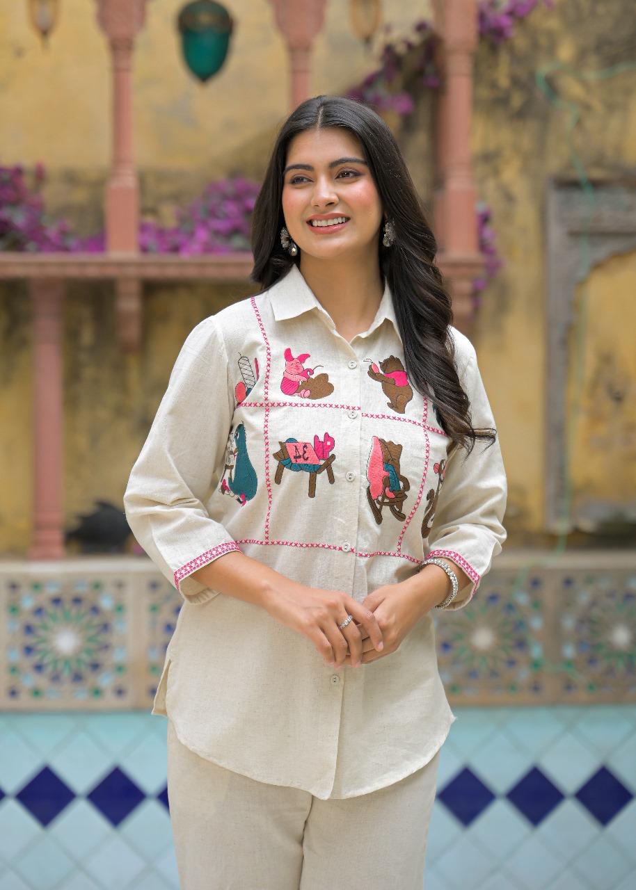 Quirky appliqué work cotton Co ord set