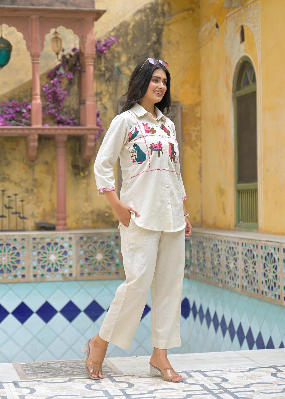 Quirky appliqué work cotton Co ord set