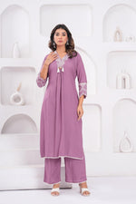 Heavy rayon onion pink embroidered Kurta pant