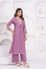 Heavy rayon onion pink embroidered Kurta pant