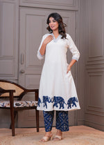 Smart appliqué work co ord set in blue ! Pretty one