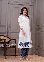 Smart appliqué work co ord set in blue ! Pretty one