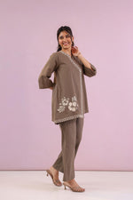 Cotton flap embroidered co ord set