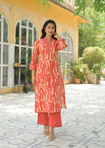 Cotton kurta pant in orange