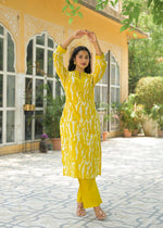Cotton kurta pant in yellow
