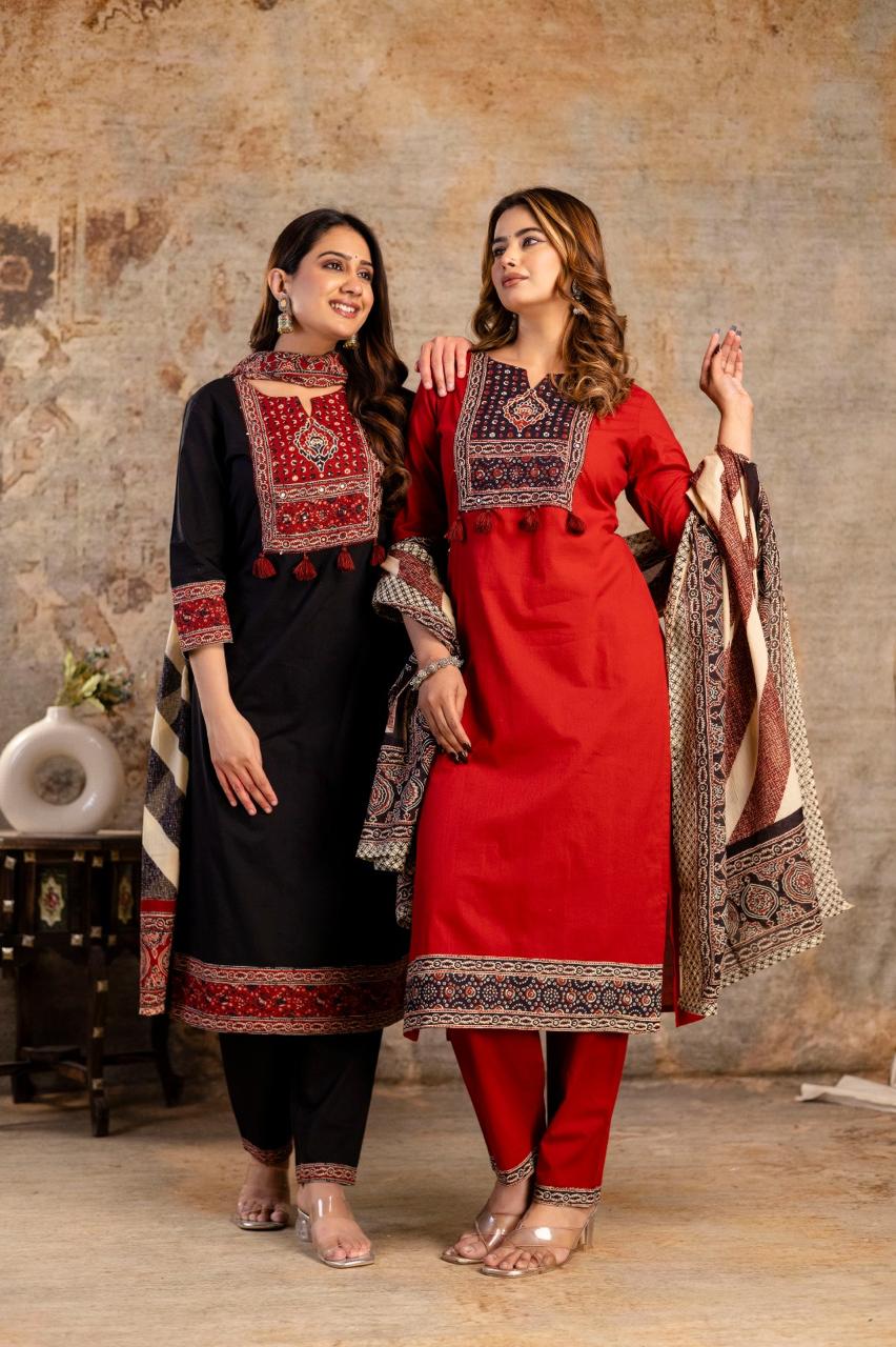 Maroon cotton suit set