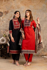 Maroon cotton suit set