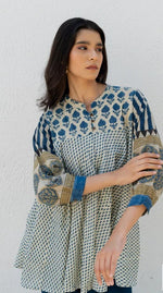 Pure Mul silk stylish top in blue