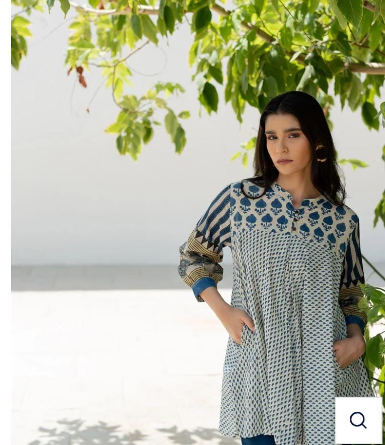 Pure Mul silk stylish top in blue