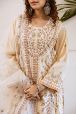 Muslin embroidered lining full suit set