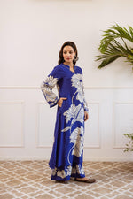Royal blue floral rayon digital printed co ord set