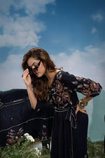 Embroidered rayon belt dress