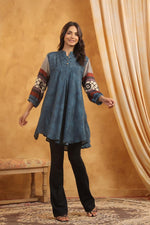 Pure Mul silk stylish top in blue