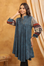 Pure Mul silk stylish top in blue