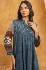 Pure Mul silk stylish top in blue