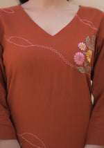 Orange embroidered kurta pant
