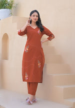 Orange embroidered kurta pant