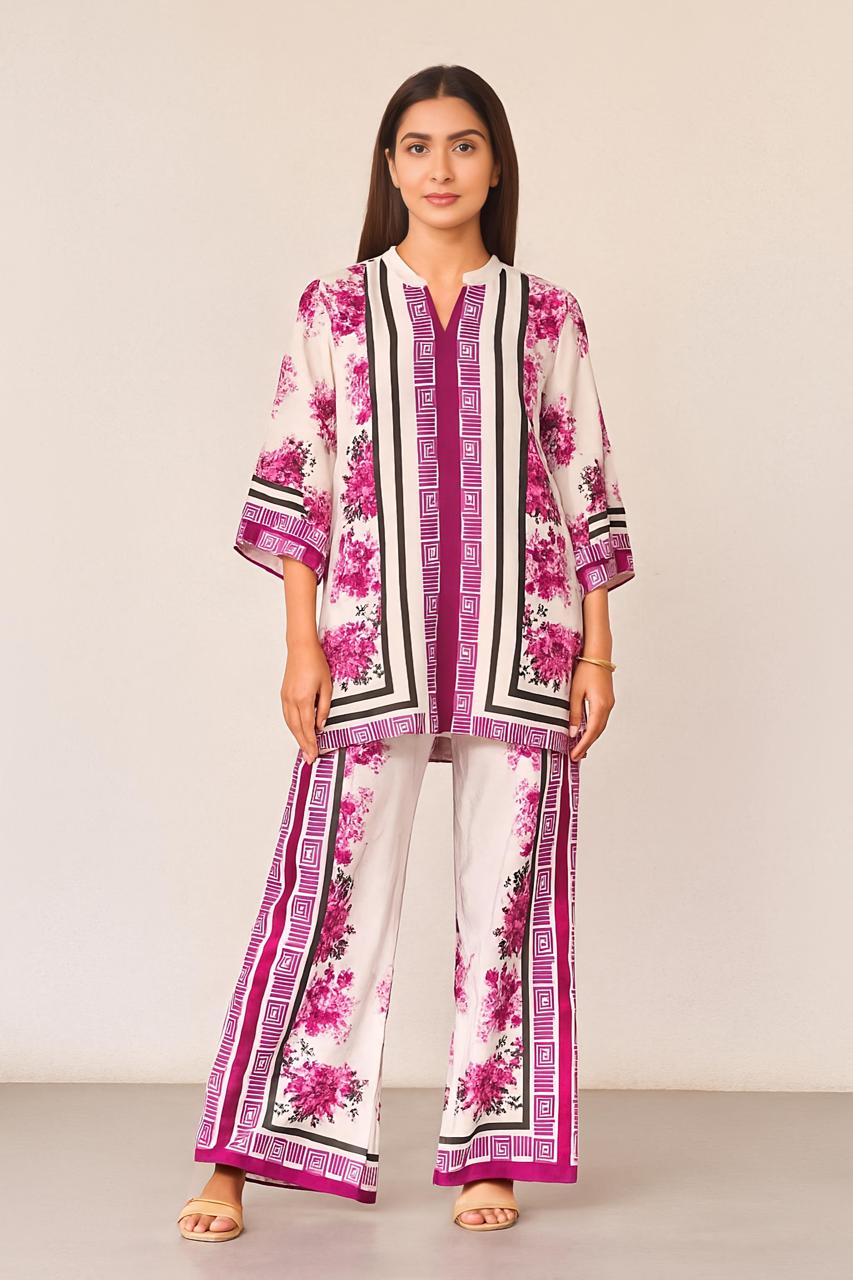 Smart n pure Mul silk co ord in pink