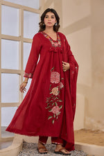 Mul cotton appliqué work full suit set