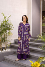 Wow wow floral rayon digital printed co ord set in purple